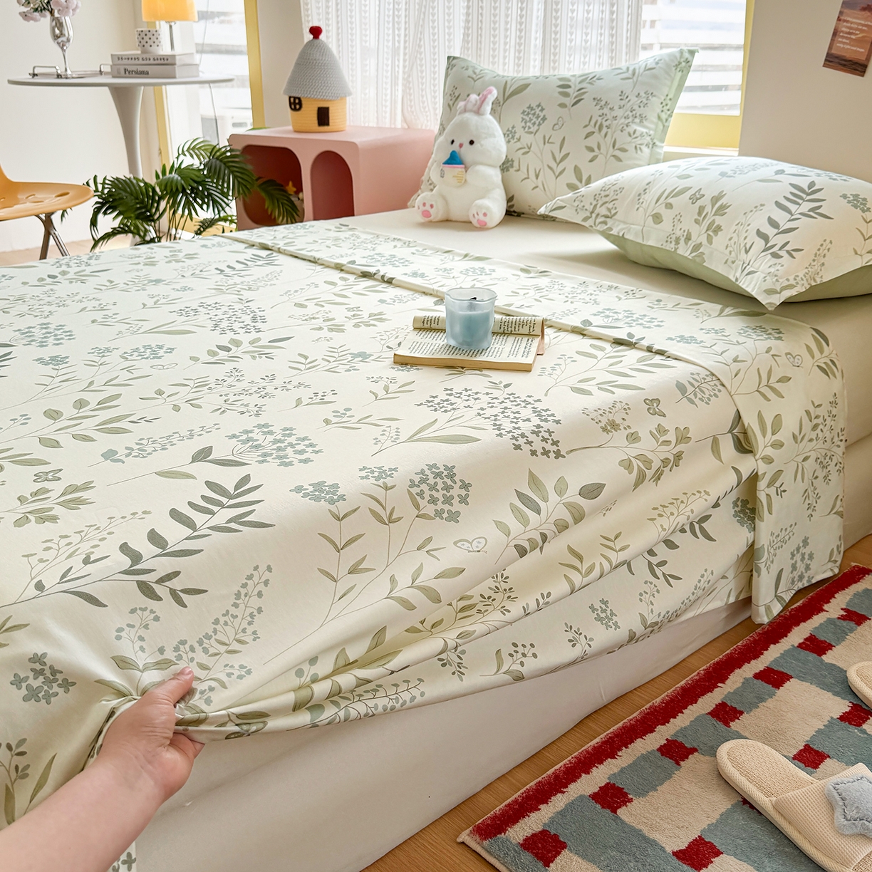 91家纺网 家纺一手货源 找家纺 尚帛 2026新款全棉时尚印花单床单 叶之恋