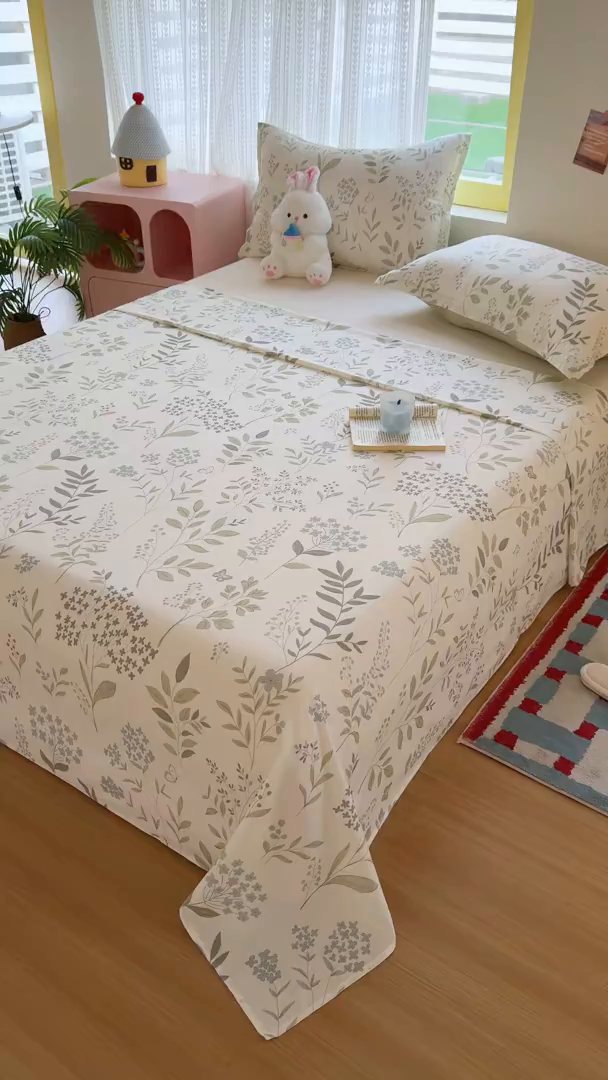 91家纺网 家纺一手货源 找家纺 尚帛 2026新款全棉时尚印花单床单 叶之恋