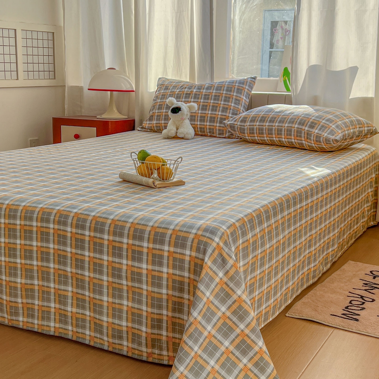 91家纺网 家纺一手货源 找家纺 思诺羽床笠 2026新款云感双层纱床单系列 布莱格-黄