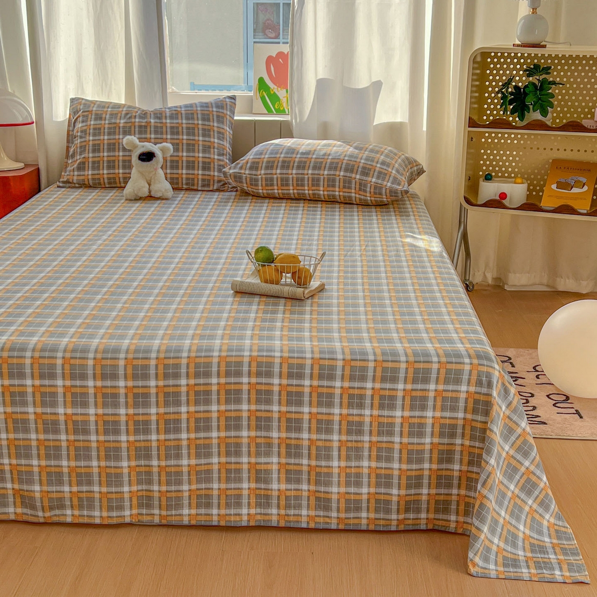 91家纺网 家纺一手货源 找家纺 思诺羽床笠 2026新款云感双层纱床单系列 布莱格-黄