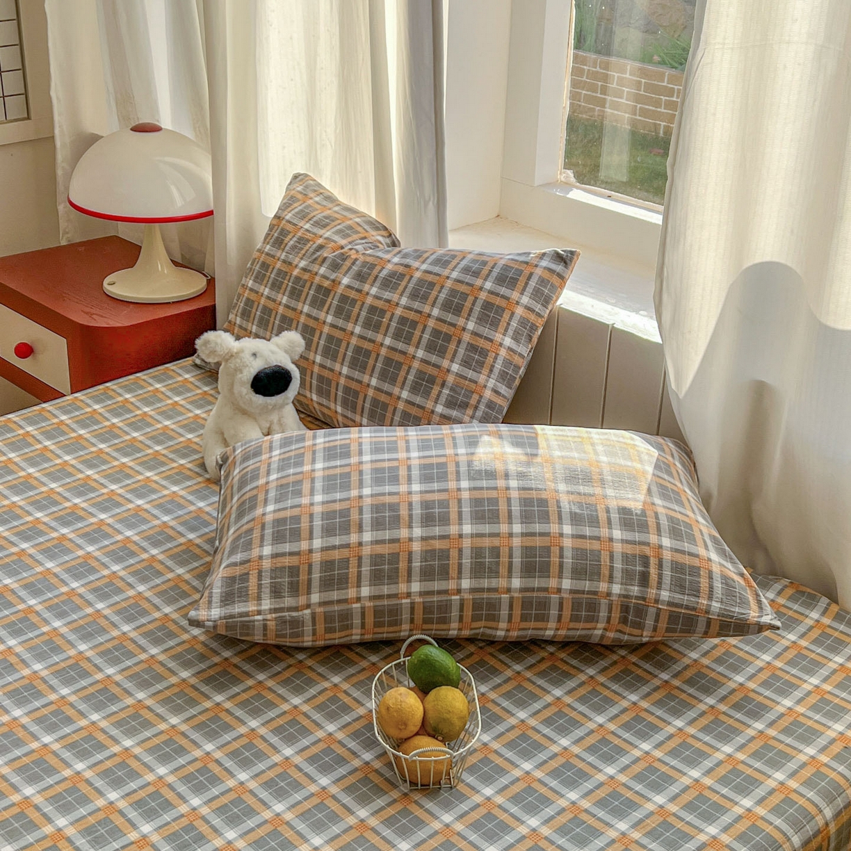 91家纺网 家纺一手货源 找家纺 思诺羽床笠 2026新款云感双层纱床单系列 布莱格-黄