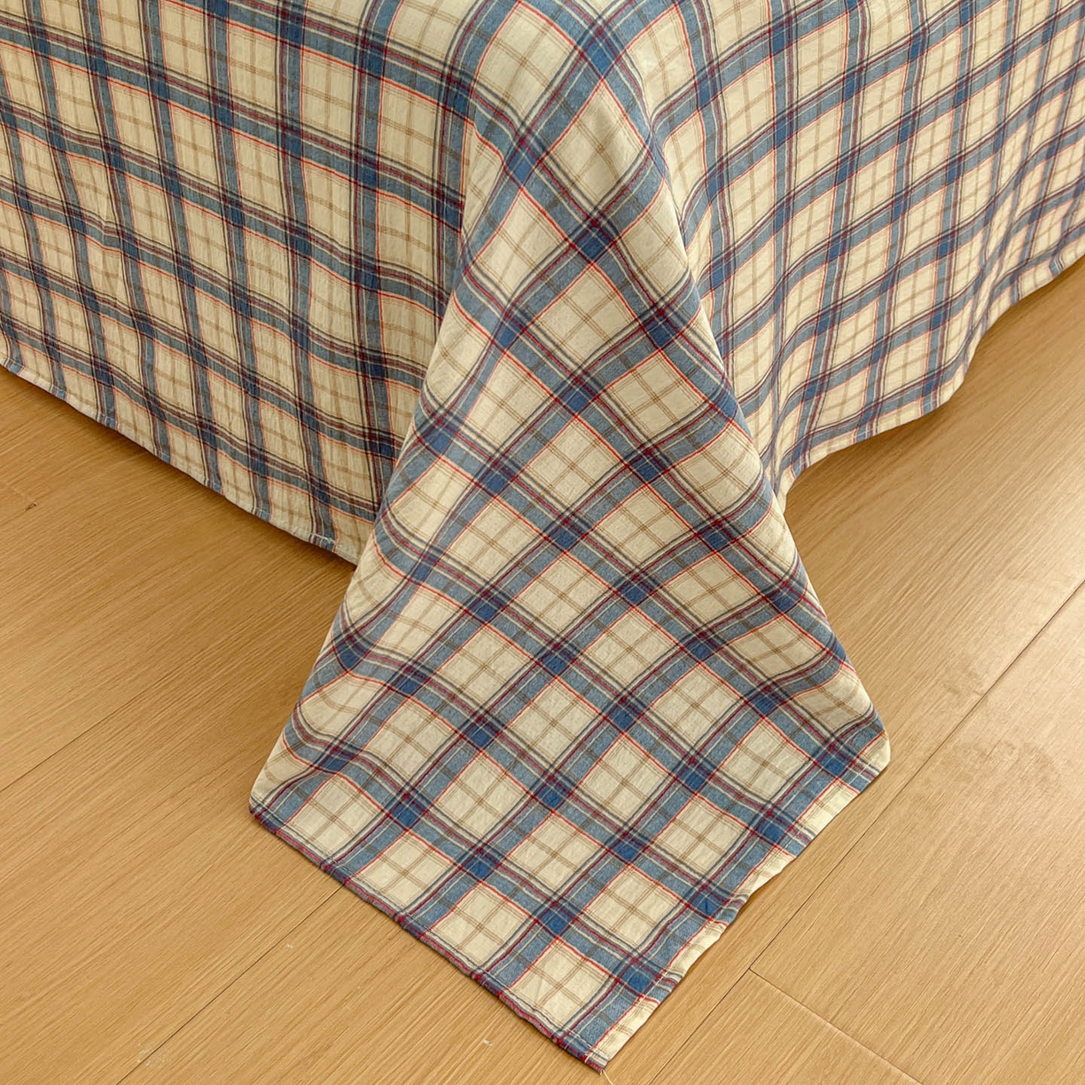 91家纺网 家纺一手货源 找家纺 思诺羽床笠 2026新款云感双层纱床单系列 布莱格-蓝