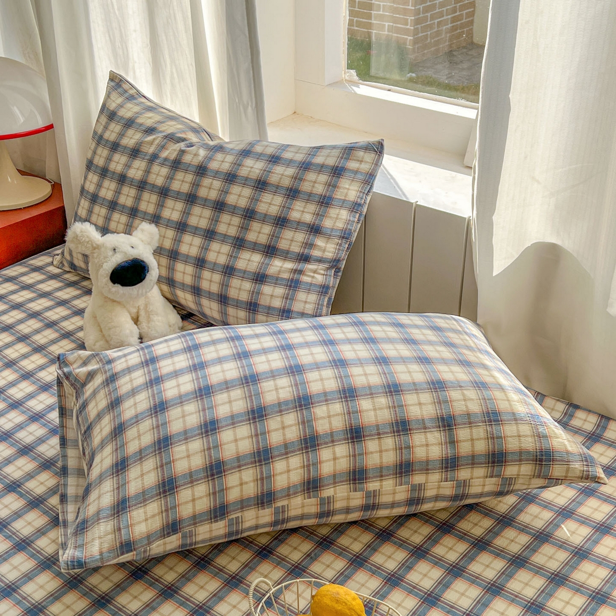 91家纺网 家纺一手货源 找家纺 思诺羽床笠 2026新款云感双层纱床单系列 布莱格-蓝