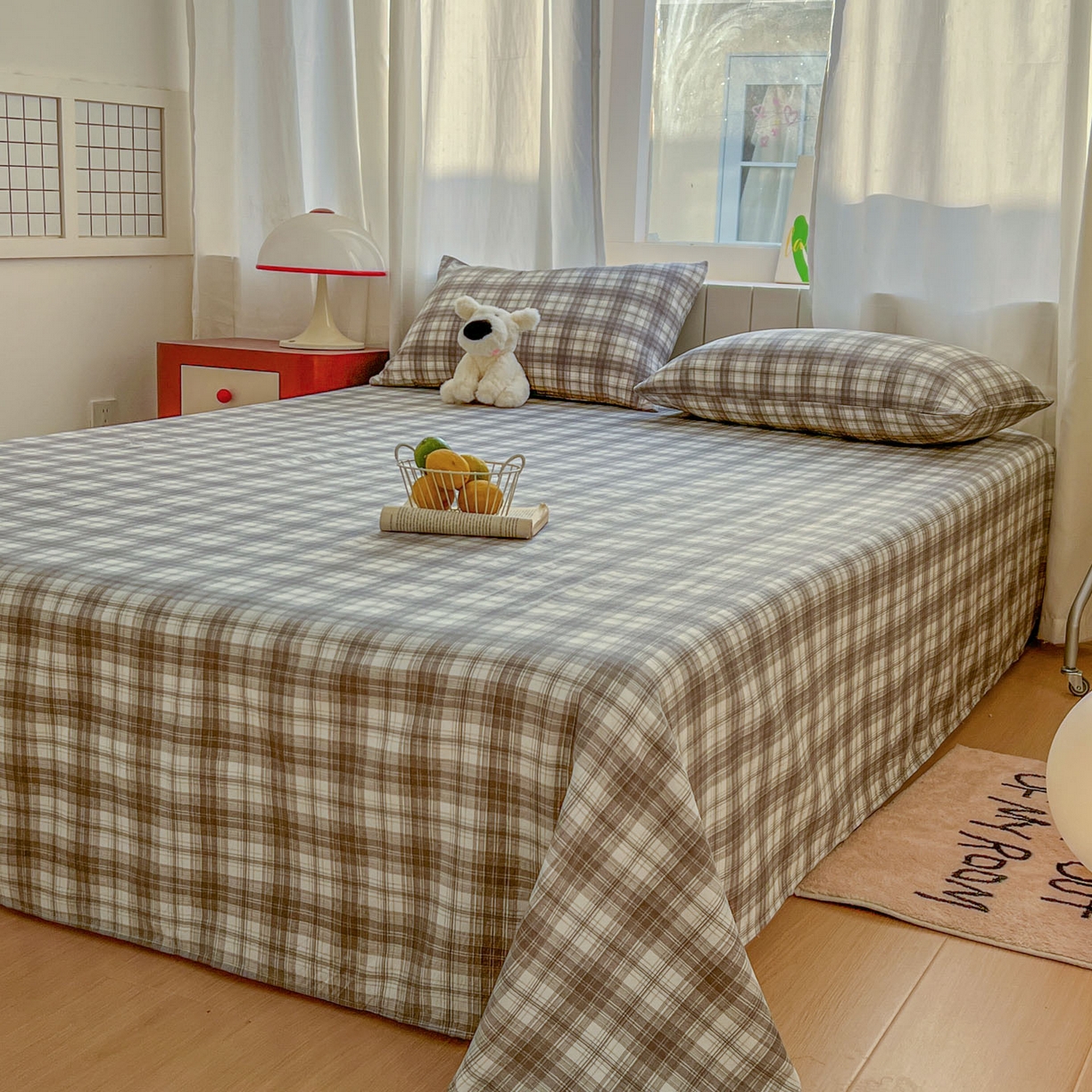 91家纺网 家纺一手货源 找家纺 思诺羽床笠 2026新款云感双层纱床单系列 灰格调