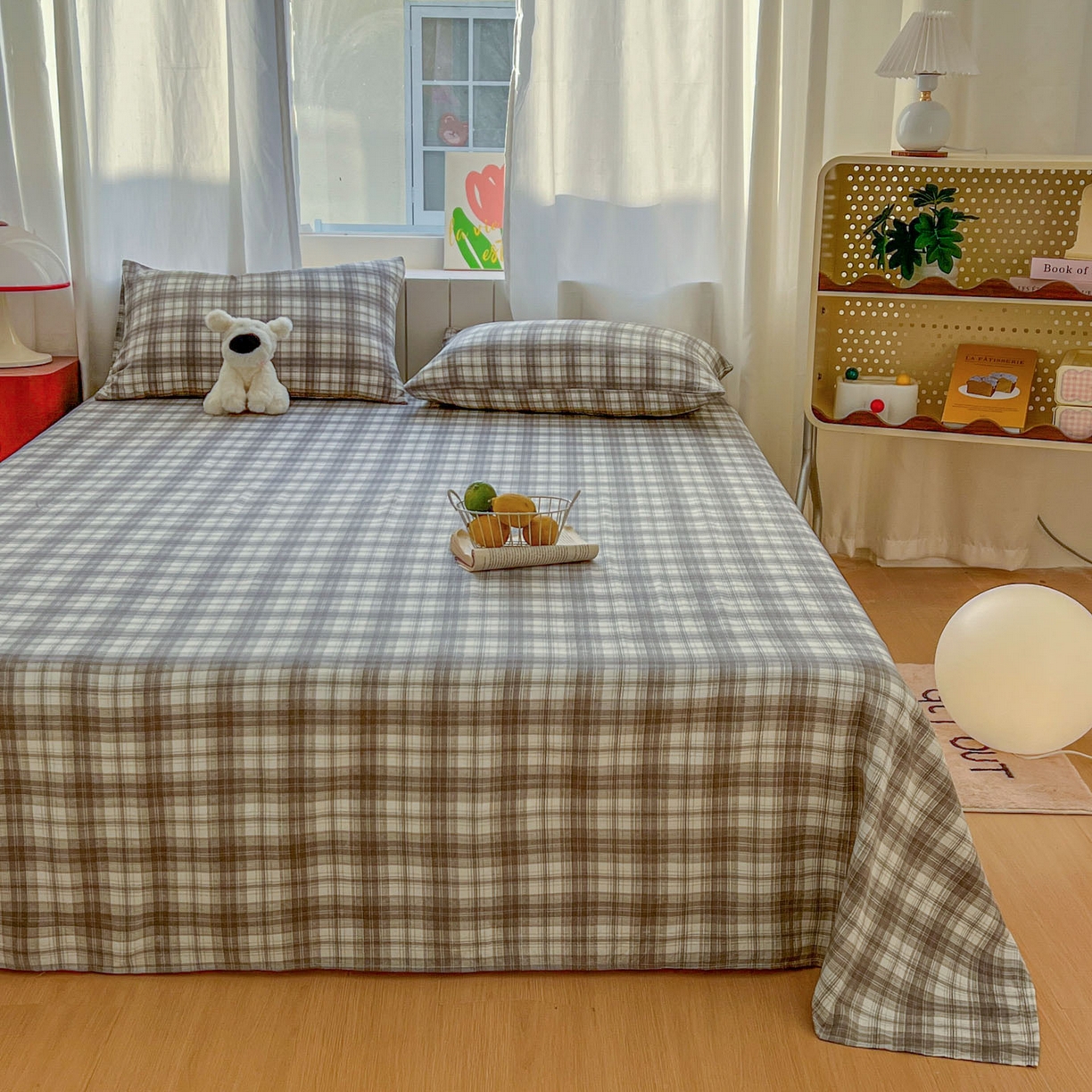 91家纺网 家纺一手货源 找家纺 思诺羽床笠 2026新款云感双层纱床单系列 灰格调