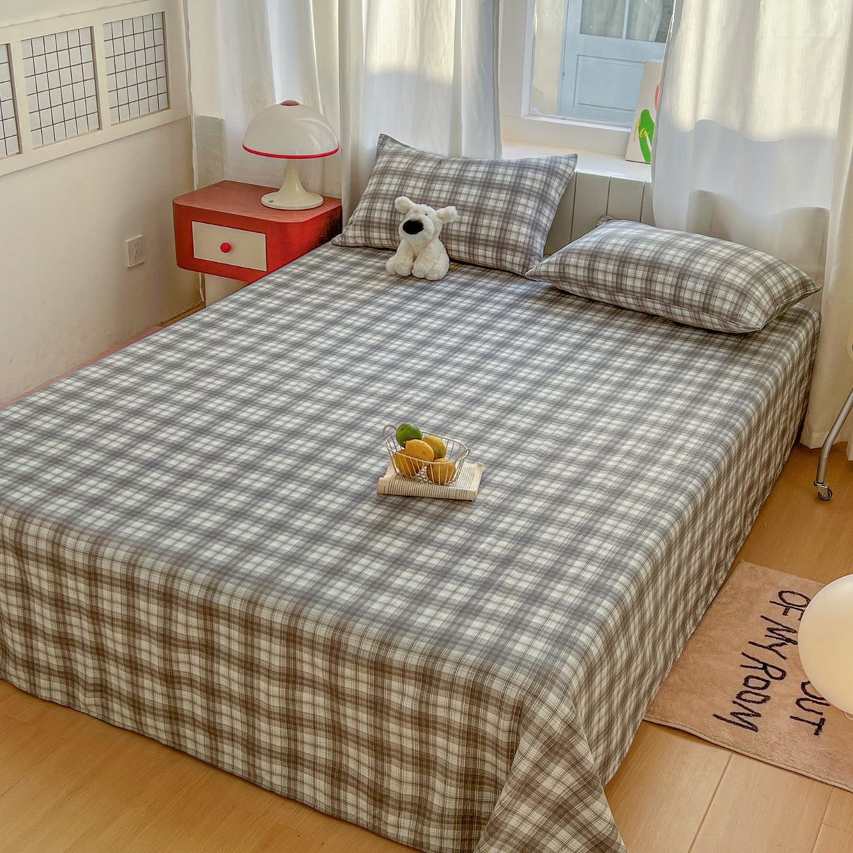 91家纺网 家纺一手货源 找家纺 思诺羽床笠 2026新款云感双层纱床单系列 灰格调