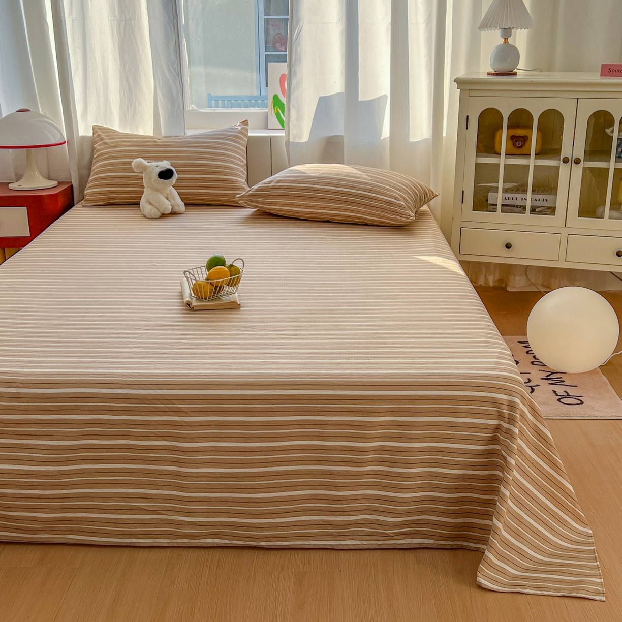 91家纺网 家纺一手货源 找家纺 思诺羽床笠 2026新款云感双层纱床单系列 流年-橙