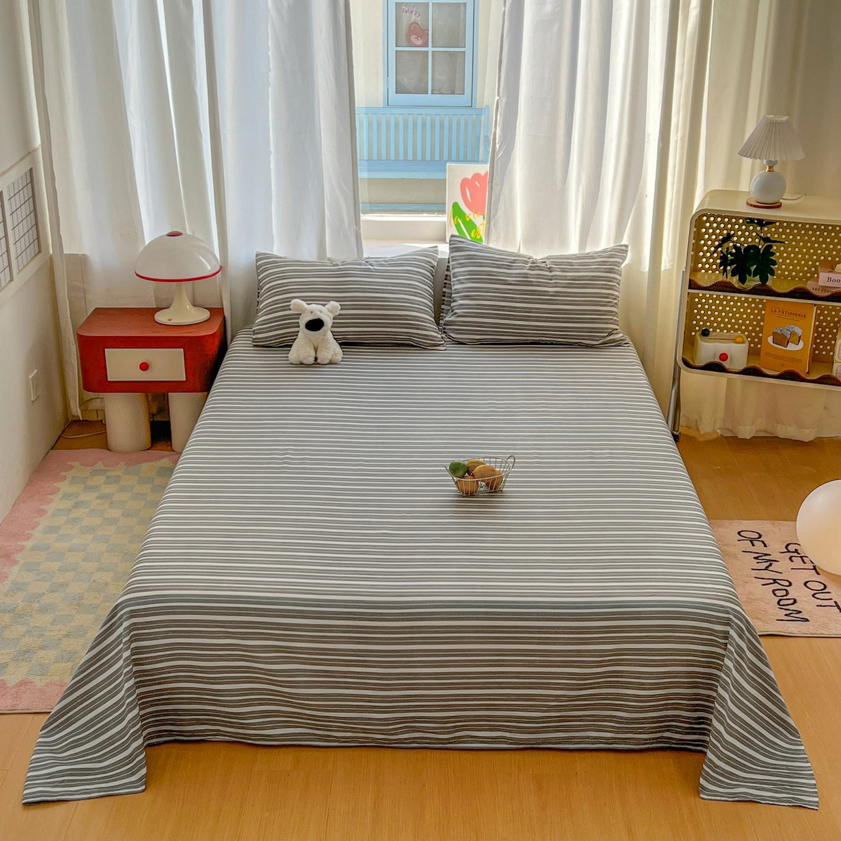 思诺羽床笠 2026新款云感双层纱床单系列 流年-黑白