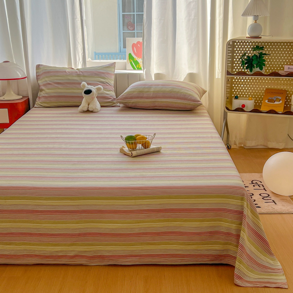 91家纺网 家纺一手货源 找家纺 思诺羽床笠 2026新款云感双层纱床单系列 流年-黄