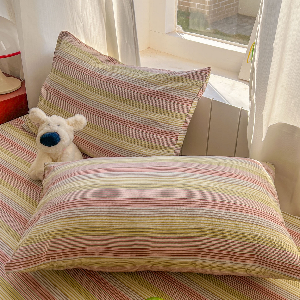 91家纺网 家纺一手货源 找家纺 思诺羽床笠 2026新款云感双层纱床单系列 流年-黄