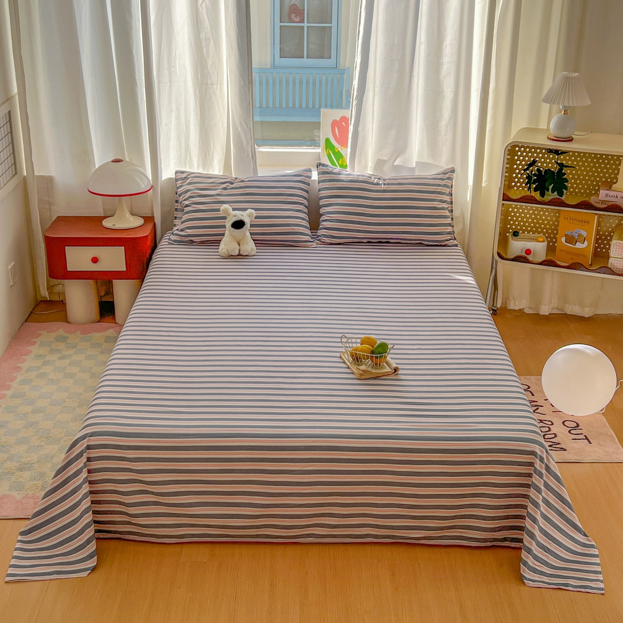 思诺羽床笠 2026新款云感双层纱床单系列 细川-蓝