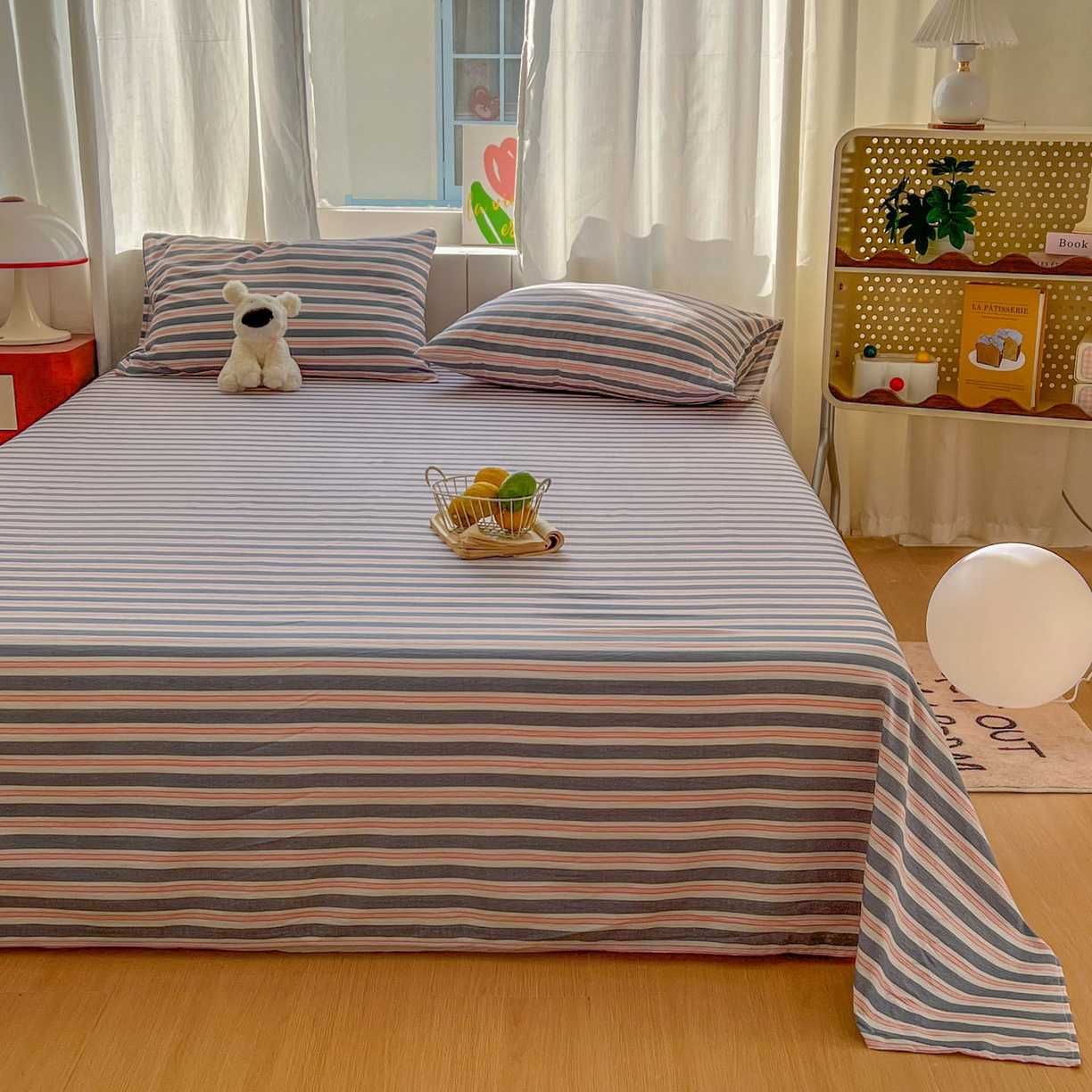 91家纺网 家纺一手货源 找家纺 思诺羽床笠 2026新款云感双层纱床单系列 细川-蓝