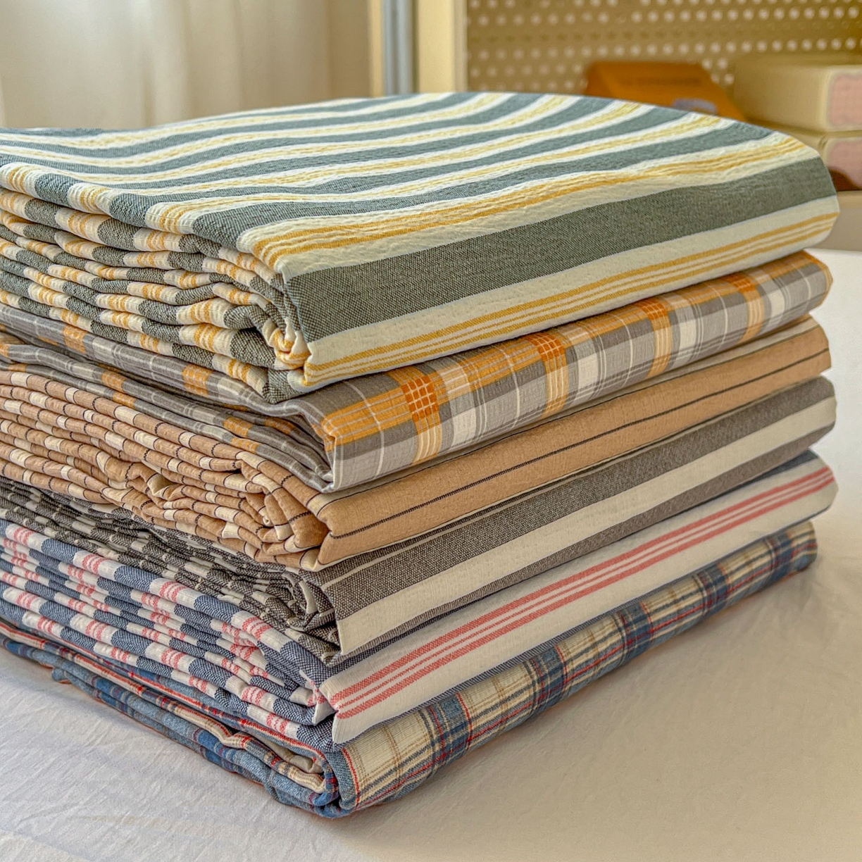 91家纺网 家纺一手货源 找家纺 思诺羽床笠 2026新款云感双层纱床单系列 叠拍