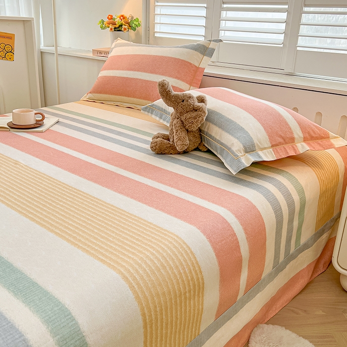 91家纺网 家纺一手货源 找家纺 名优家纺 2026新款60S13374高支密全棉印花纯色单床单 暖冬-桔