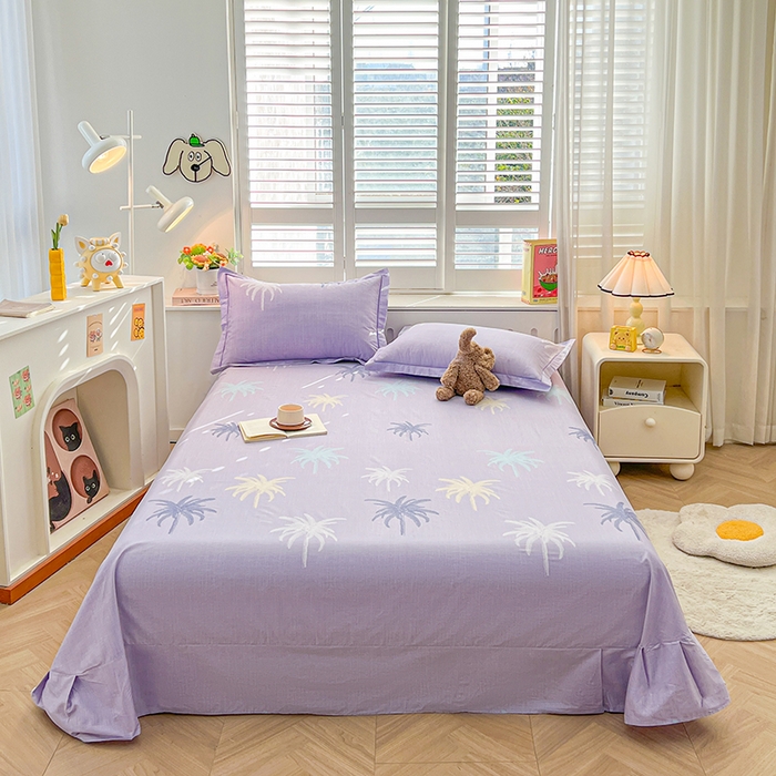 名优家纺 2026新款60S13374高支密全棉印花纯色单床单 云璟-紫