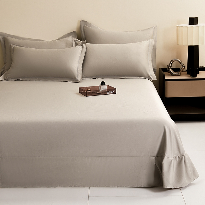 91家纺网 家纺一手货源 找家纺 名优家纺 2026新款60S13374高支密全棉印花纯色单床单 浅灰