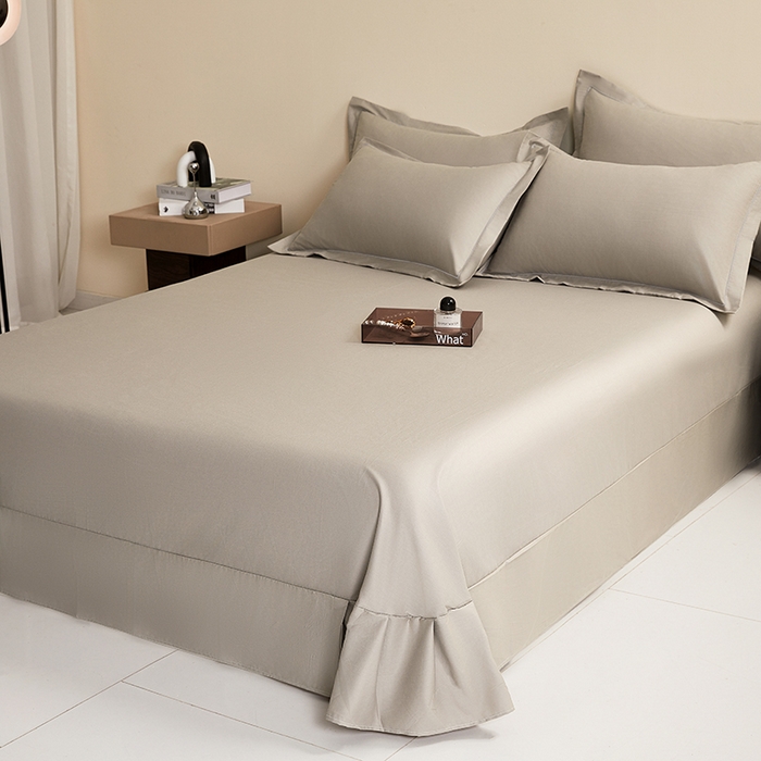 91家纺网 家纺一手货源 找家纺 名优家纺 2026新款60S13374高支密全棉印花纯色单床单 浅灰