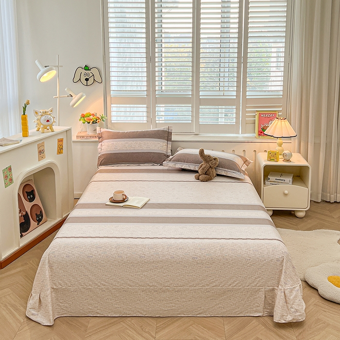 名优家纺 2026新款60S13374高支密全棉印花纯色单床单 初简