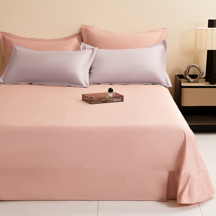 91家纺网 家纺一手货源 找家纺 名优家纺 2026新款60S13374高支密全棉印花纯色单床单 加仑紫+樱花粉