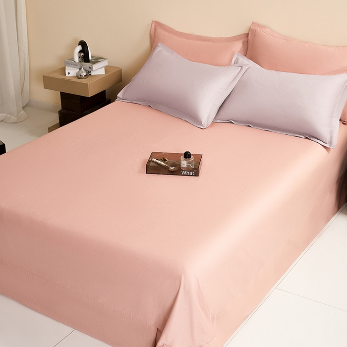 91家纺网 家纺一手货源 找家纺 名优家纺 2026新款60S13374高支密全棉印花纯色单床单 加仑紫+樱花粉