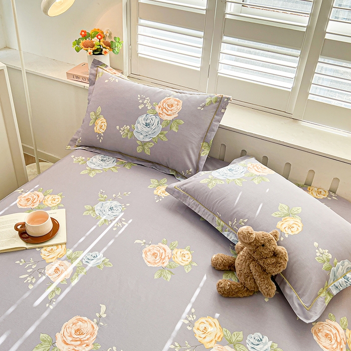 91家纺网 家纺一手货源 找家纺 名优家纺 2026新款60S13374高支密全棉印花纯色单床单 絮棠-灰