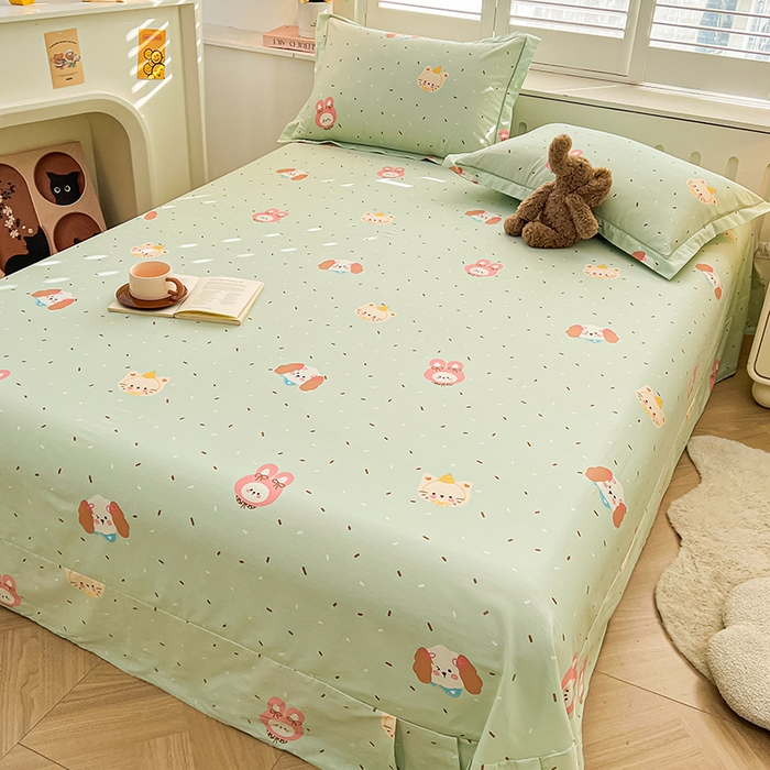 91家纺网 家纺一手货源 找家纺 名优家纺 2026新款60S13374高支密全棉印花纯色单床单 予甜-绿