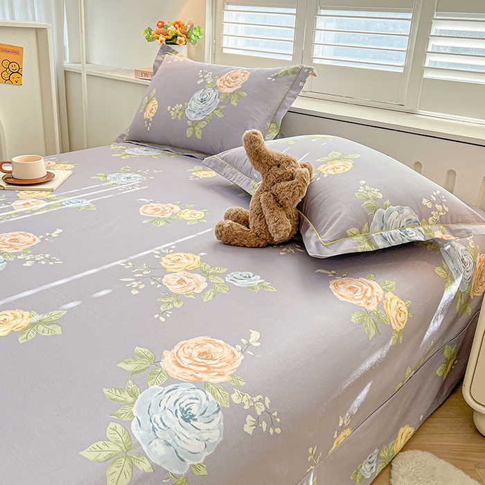 91家纺网 家纺一手货源 找家纺 名优家纺 2026新款60S13374高支密全棉印花纯色单床单 絮棠-灰