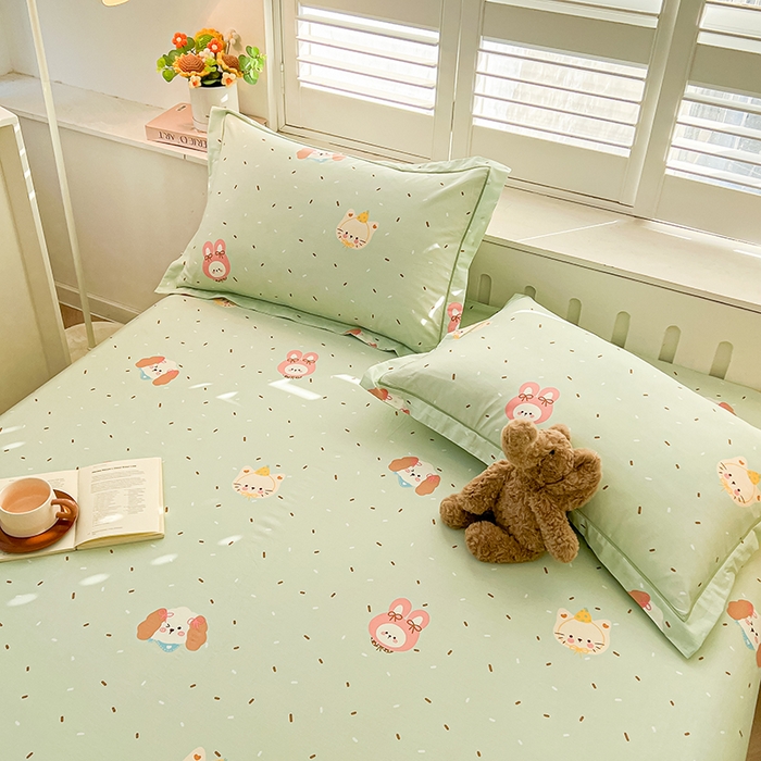 91家纺网 家纺一手货源 找家纺 名优家纺 2026新款60S13374高支密全棉印花纯色单床单 予甜-绿