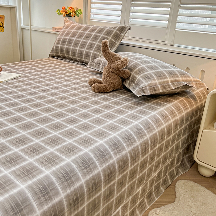 91家纺网 家纺一手货源 找家纺 名优家纺 2026新款60S13374高支密全棉印花纯色单床单 软麻-咖