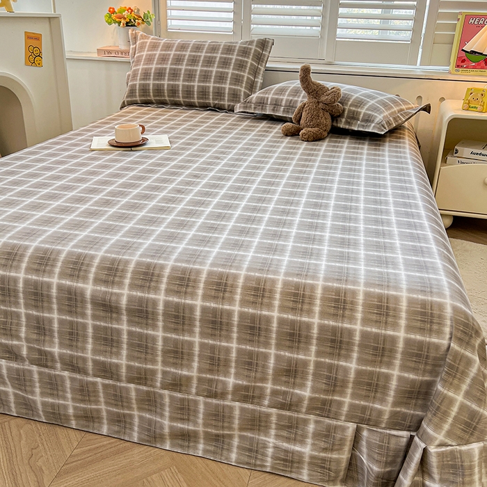 91家纺网 家纺一手货源 找家纺 名优家纺 2026新款60S13374高支密全棉印花纯色单床单 软麻-咖