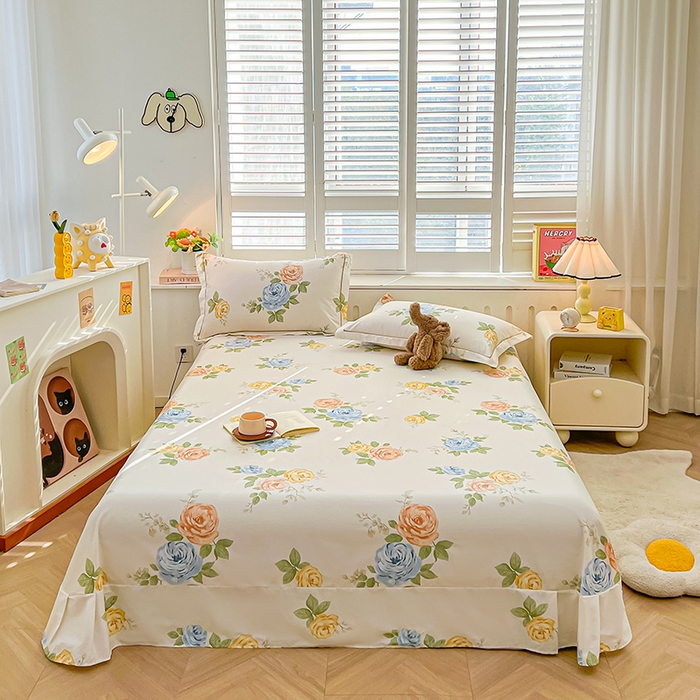 名优家纺 2026新款60S13374高支密全棉印花纯色单床单 絮棠-米