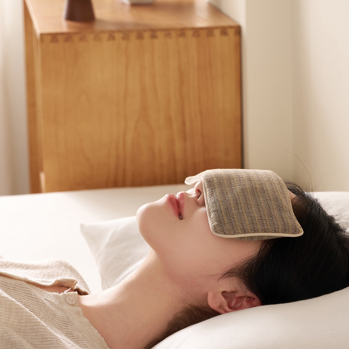 91家纺网 家纺一手货源 找家纺 （总）乐可 2025新款全棉3D编织草本重力眼罩决明子薰衣草眼罩