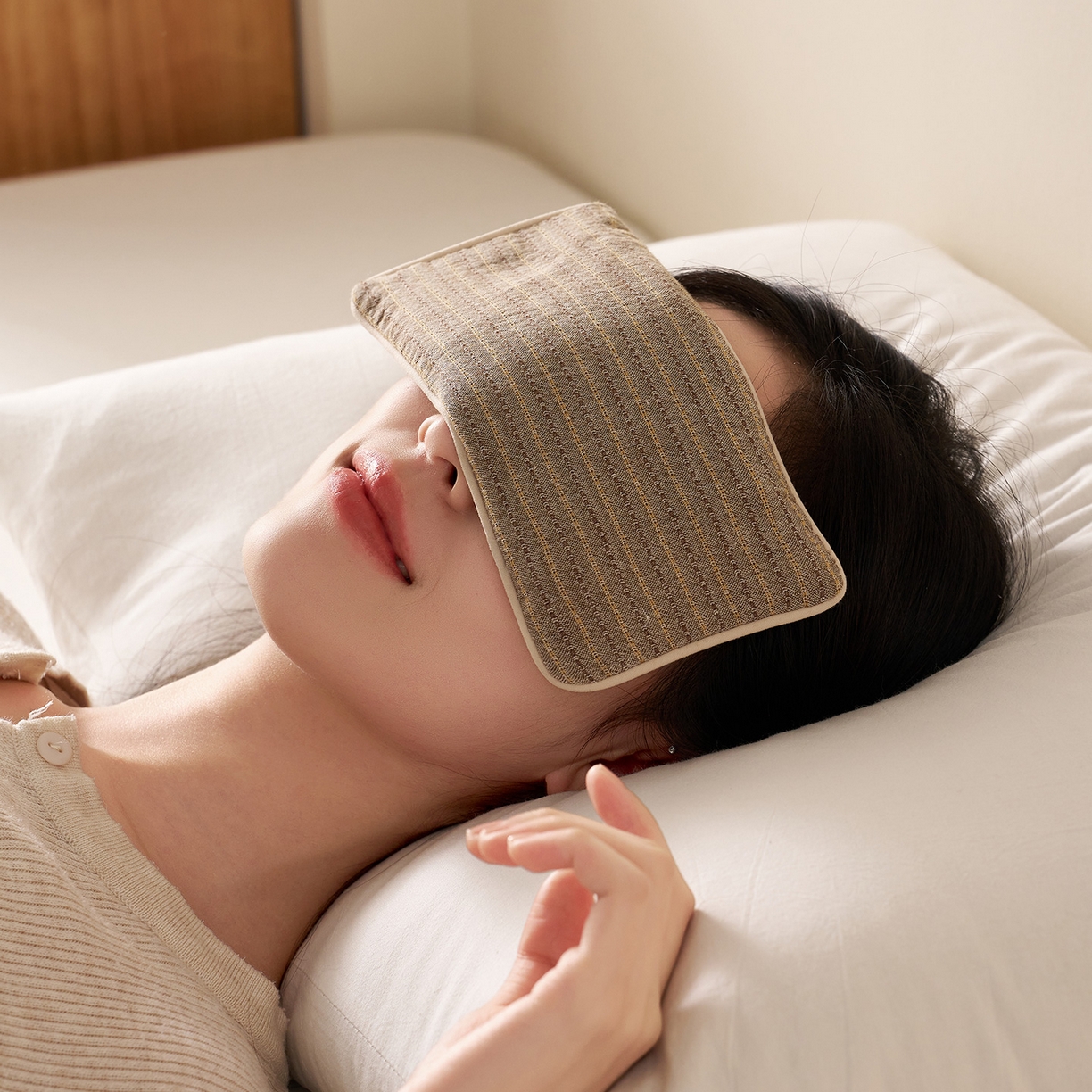 91家纺网 家纺一手货源 找家纺 乐可 2025新款全棉3D编织草本重力眼罩决明子薰衣草眼罩 草本重力眼罩-咖 【一对】