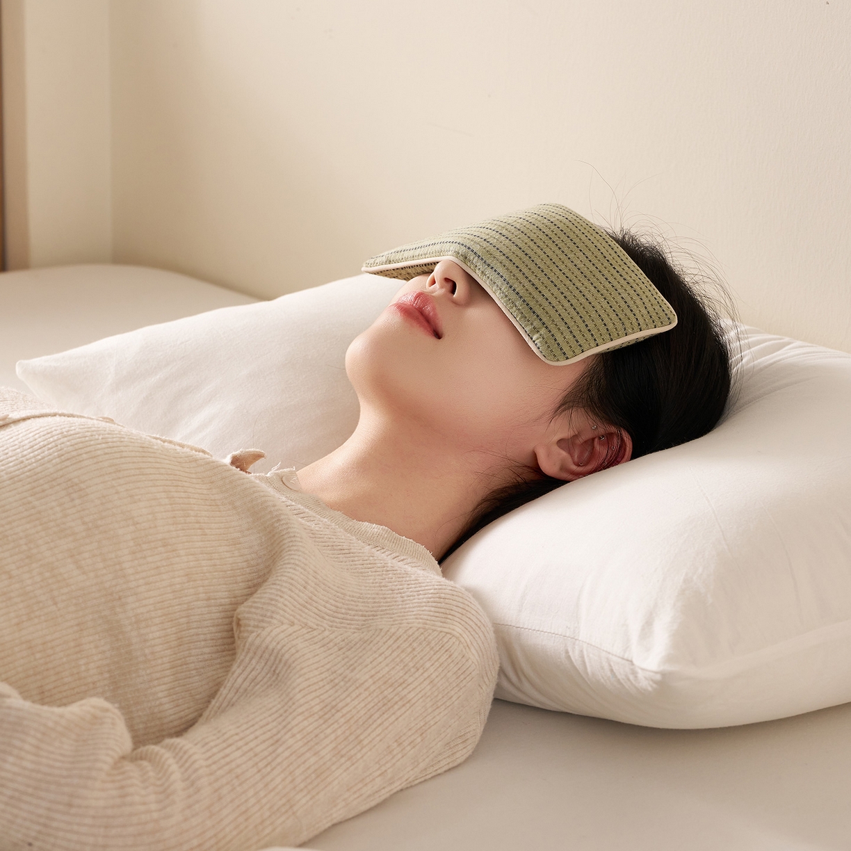 91家纺网 家纺一手货源 找家纺 乐可 2025新款全棉3D编织草本重力眼罩决明子薰衣草眼罩 草本重力眼罩-绿 【单只】