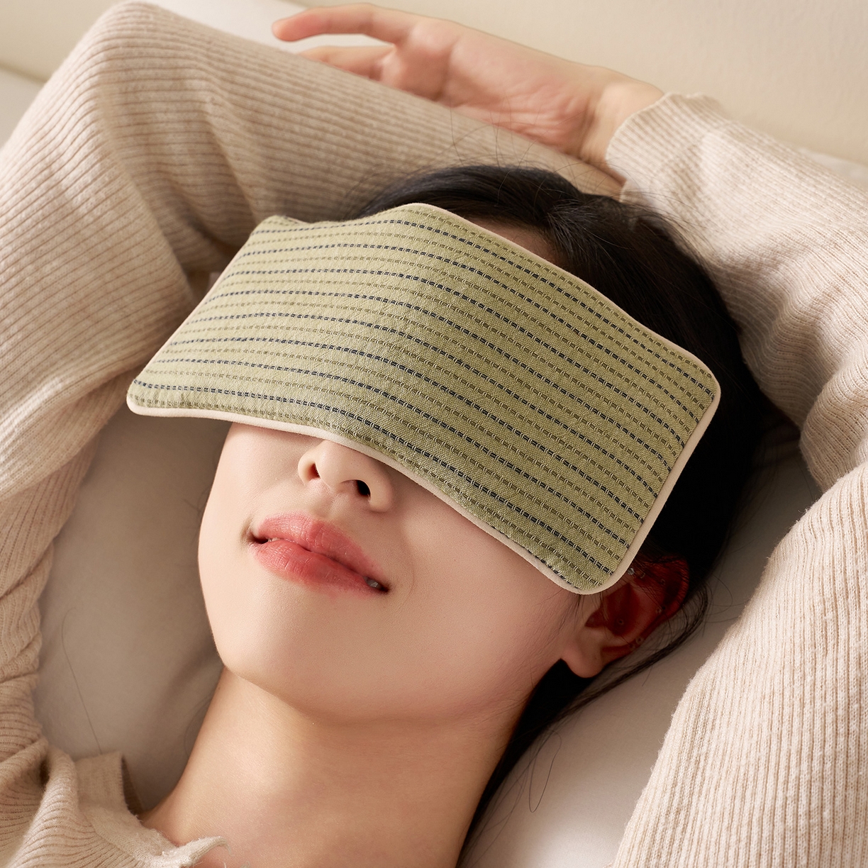 乐可 2025新款全棉3D编织草本重力眼罩决明子薰衣草眼罩 草本重力眼罩-绿 【单只】