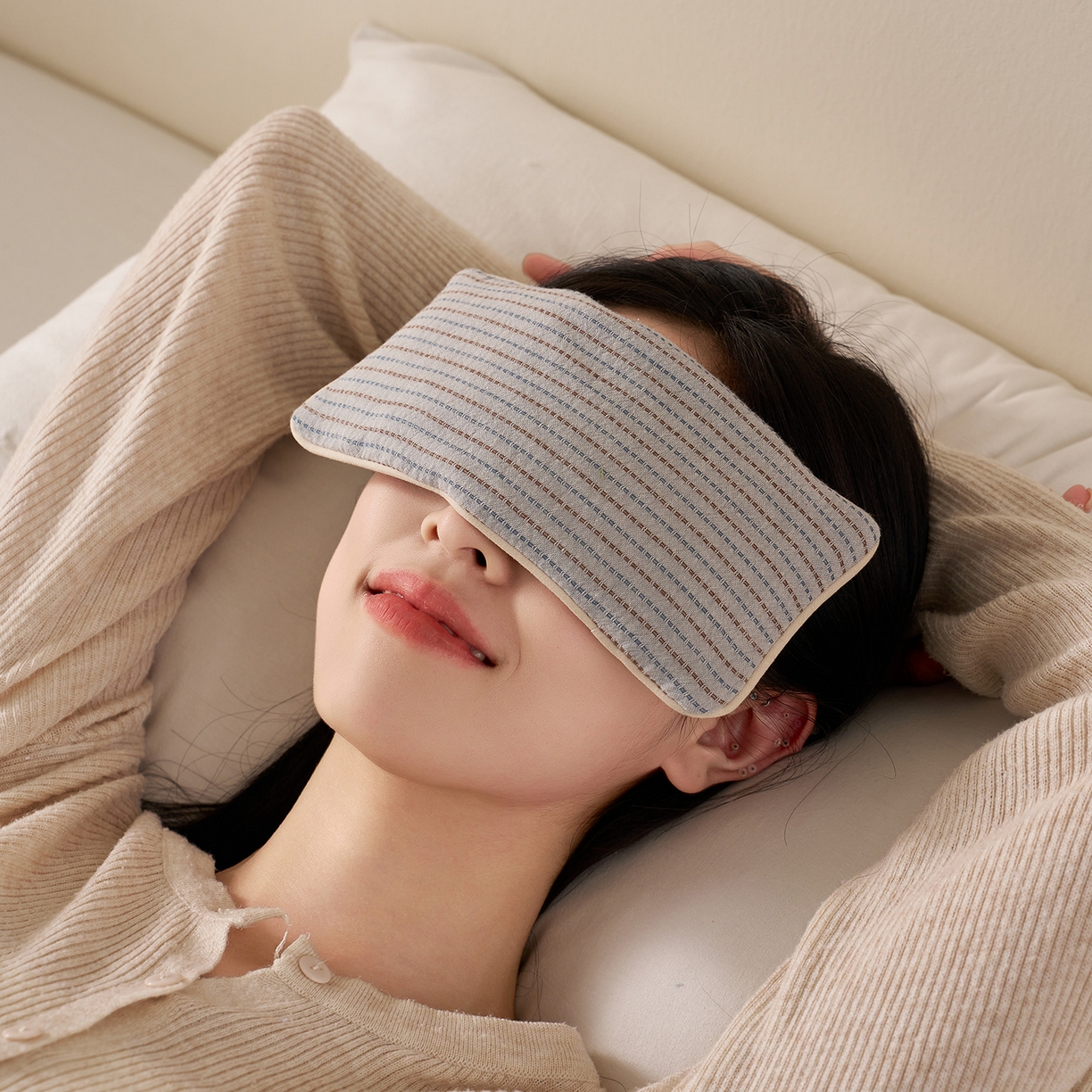 乐可 2025新款全棉3D编织草本重力眼罩决明子薰衣草眼罩 草本重力眼罩-兰 【单只】