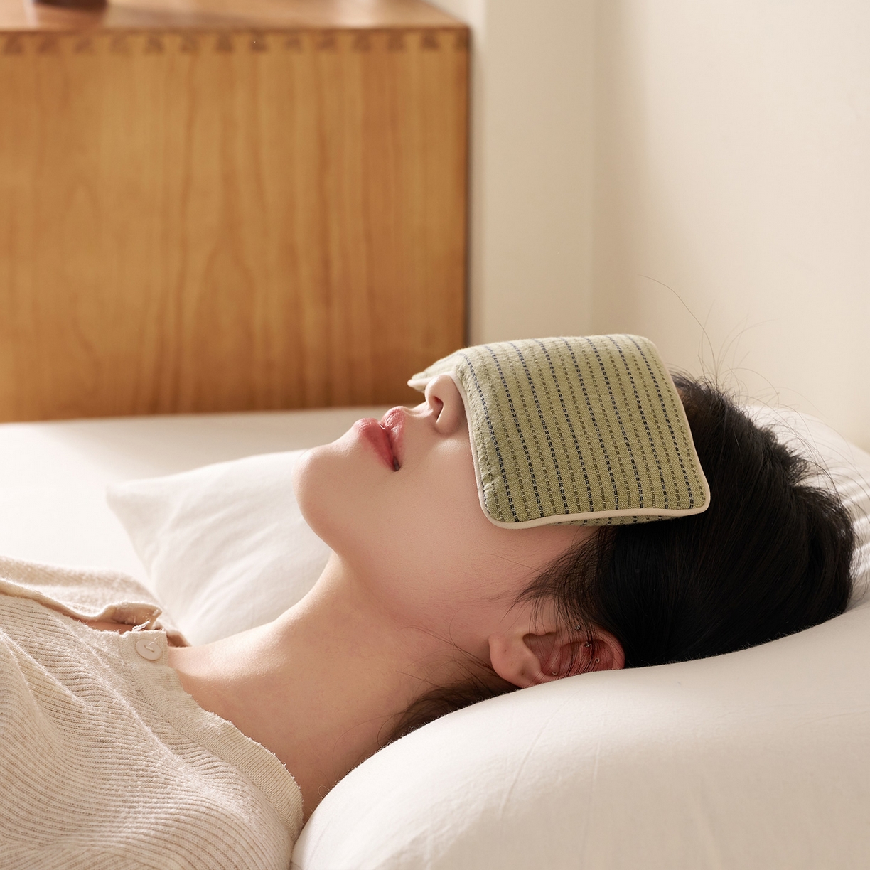 91家纺网 家纺一手货源 找家纺 乐可 2025新款全棉3D编织草本重力眼罩决明子薰衣草眼罩 草本重力眼罩-绿 【一对】