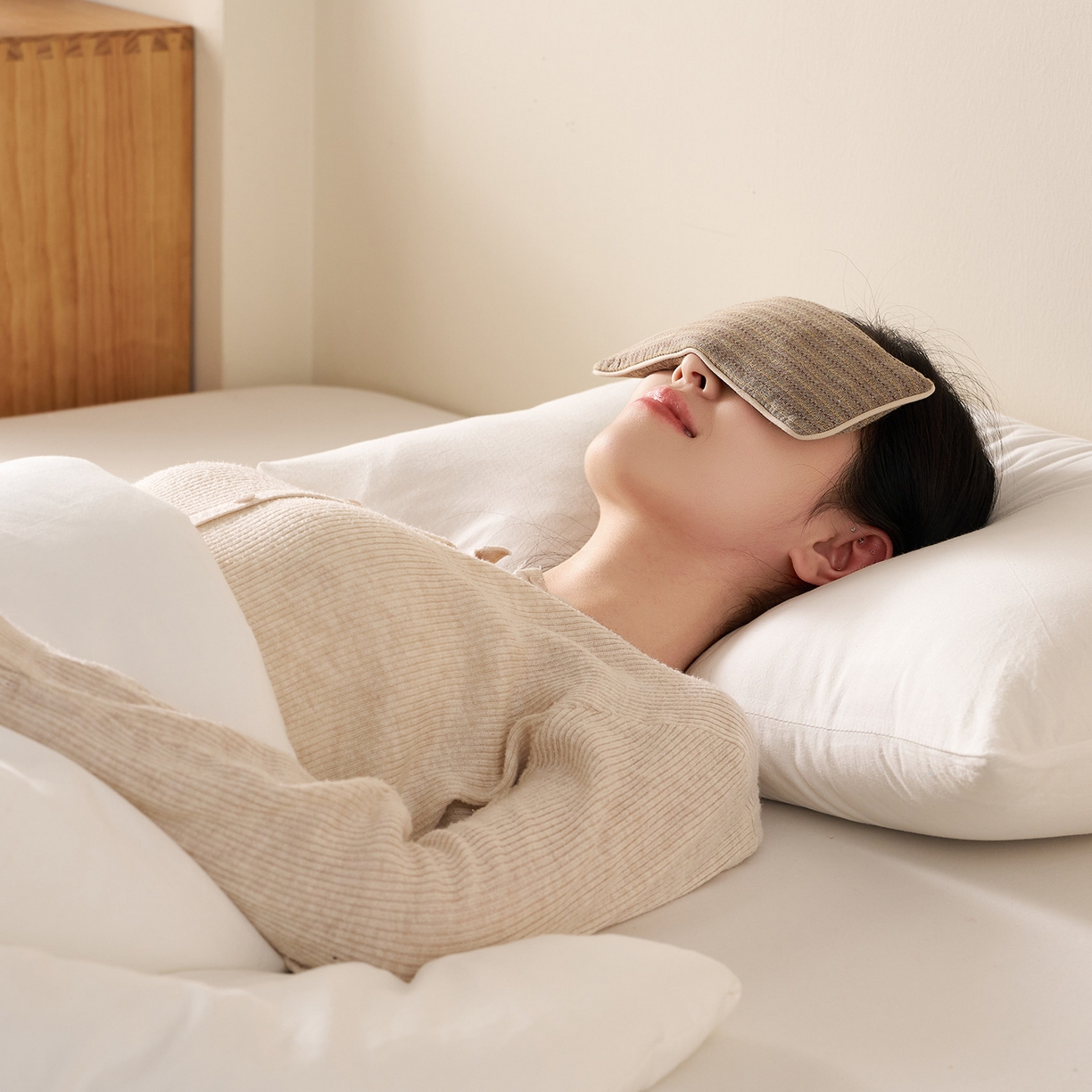 91家纺网 家纺一手货源 找家纺 乐可 2025新款全棉3D编织草本重力眼罩决明子薰衣草眼罩 草本重力眼罩-咖 【单只】