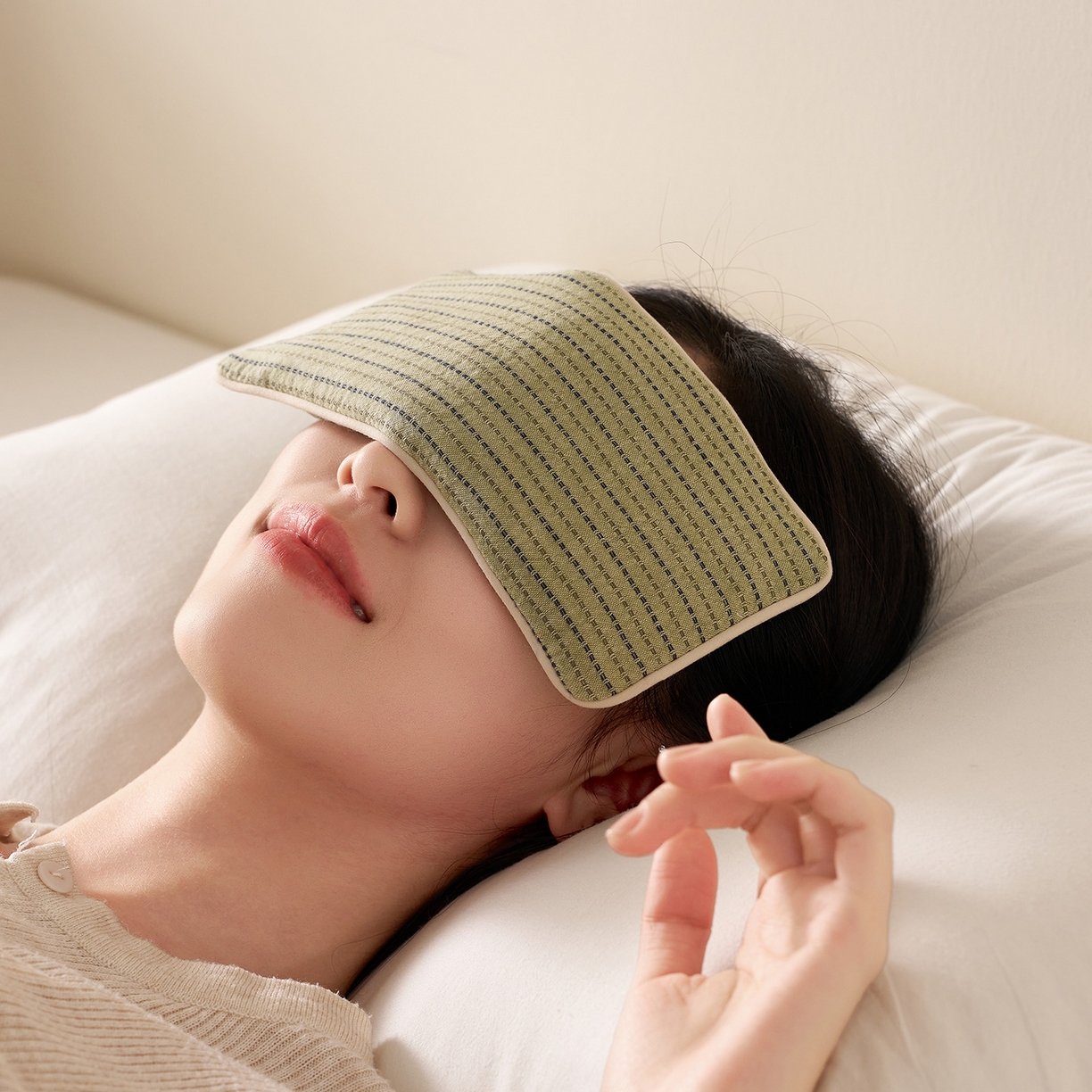 91家纺网 家纺一手货源 找家纺 乐可 2025新款全棉3D编织草本重力眼罩决明子薰衣草眼罩 草本重力眼罩-绿 【一对】