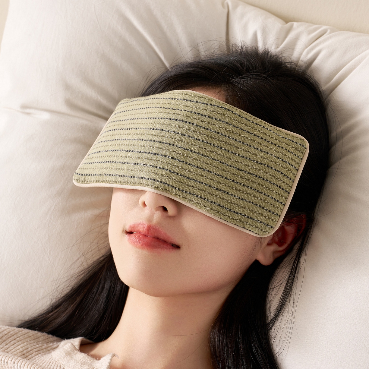 91家纺网 家纺一手货源 找家纺 乐可 2025新款全棉3D编织草本重力眼罩决明子薰衣草眼罩 草本重力眼罩-绿 【一对】