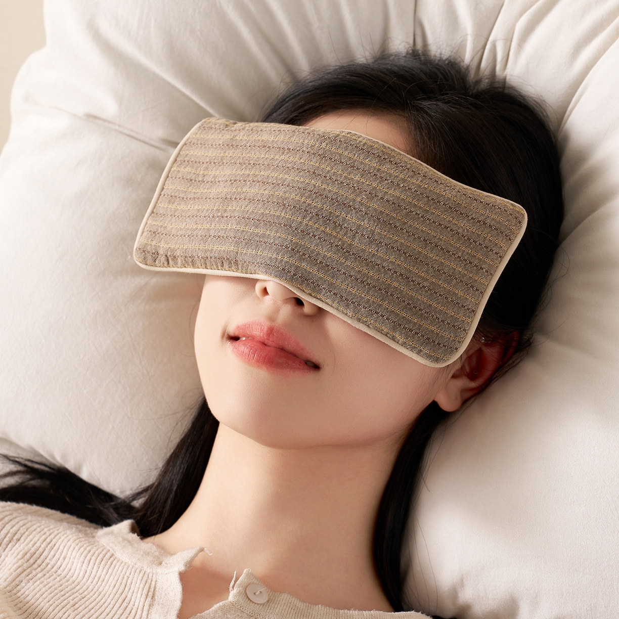 91家纺网 家纺一手货源 找家纺 乐可 2025新款全棉3D编织草本重力眼罩决明子薰衣草眼罩 草本重力眼罩-咖 【单只】