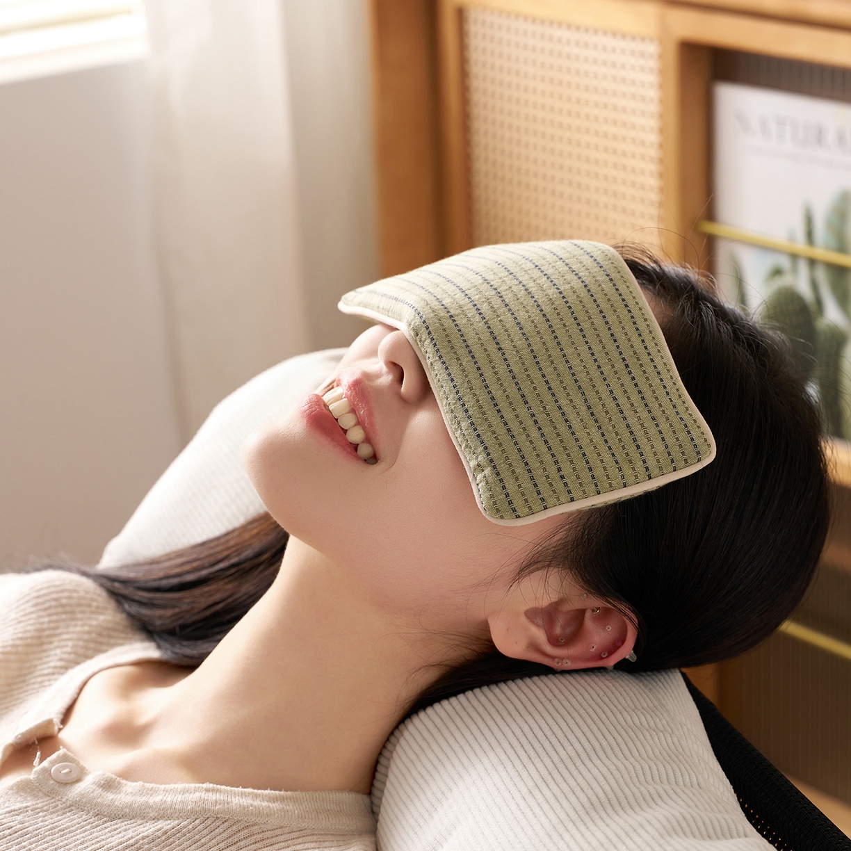 91家纺网 家纺一手货源 找家纺 乐可 2025新款全棉3D编织草本重力眼罩决明子薰衣草眼罩 草本重力眼罩-绿 【一对】