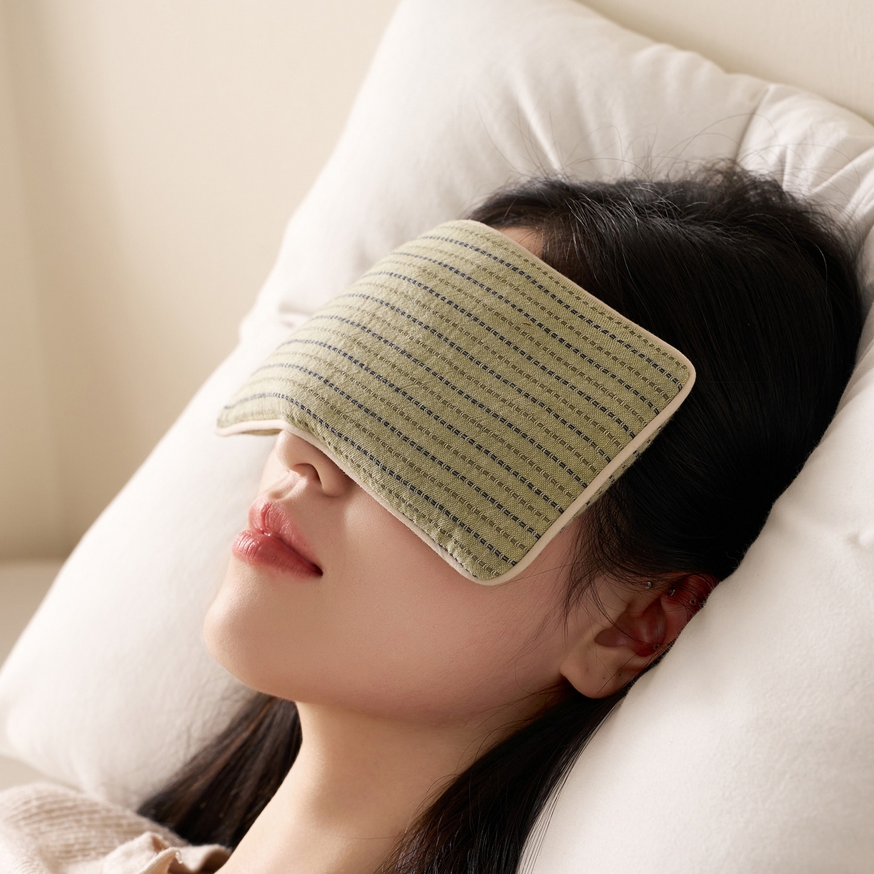 91家纺网 家纺一手货源 找家纺 乐可 2025新款全棉3D编织草本重力眼罩决明子薰衣草眼罩 草本重力眼罩-绿 【一对】