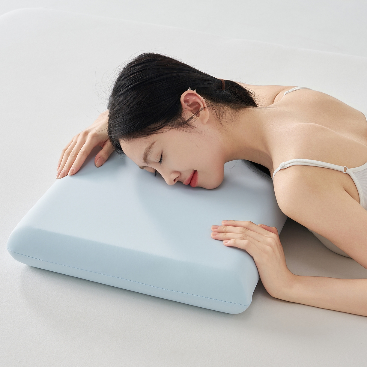 91家纺网 家纺一手货源 找家纺 乐可 2025新款深睡云感记忆枕零压记忆棉慢回弹枕头枕芯 深睡云感枕-S10蓝