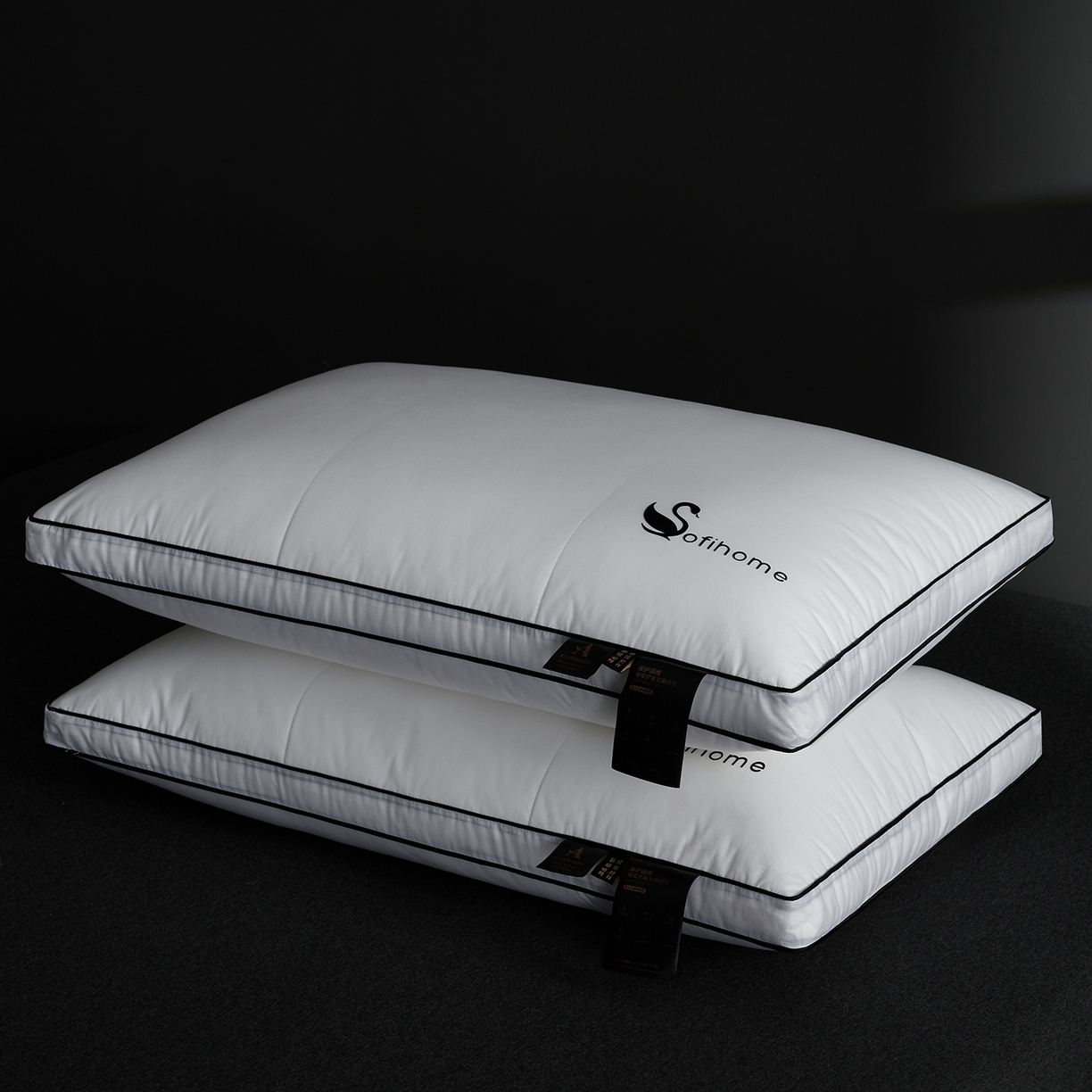 91家纺网 家纺一手货源 找家纺 （总）乐可 2025新款黑天鹅酒店枕A类全棉枕头枕芯