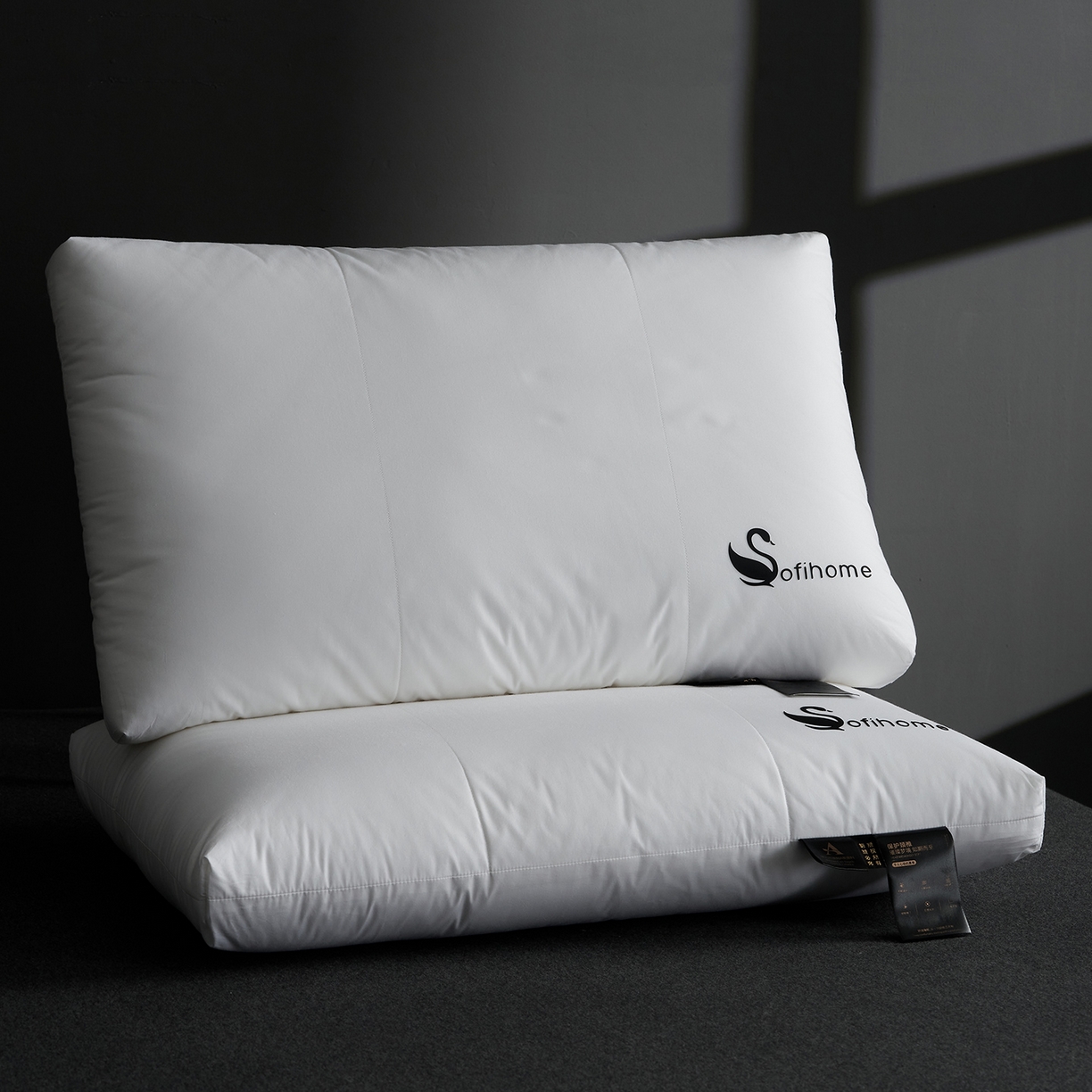 91家纺网 家纺一手货源 找家纺 （总）乐可 2025新款黑天鹅酒店枕A类全棉枕头枕芯