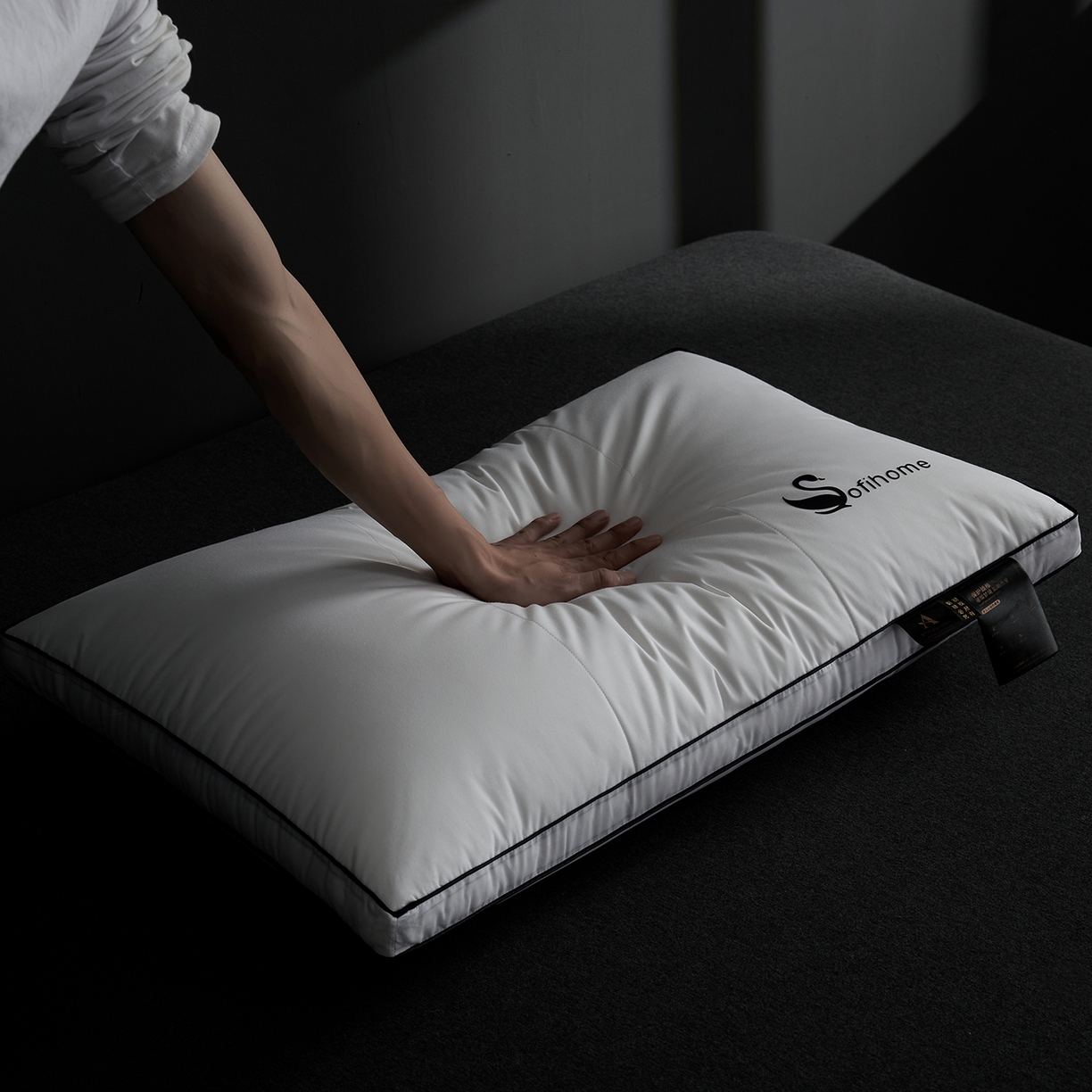 91家纺网 家纺一手货源 找家纺 乐可 2025新款黑天鹅酒店枕A类全棉枕头枕芯 黑天鹅酒店枕-高枕