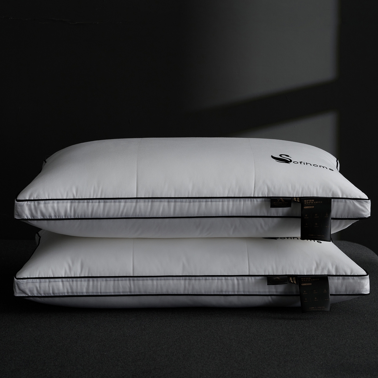 91家纺网 家纺一手货源 找家纺 乐可 2025新款黑天鹅酒店枕A类全棉枕头枕芯 黑天鹅酒店枕-高枕