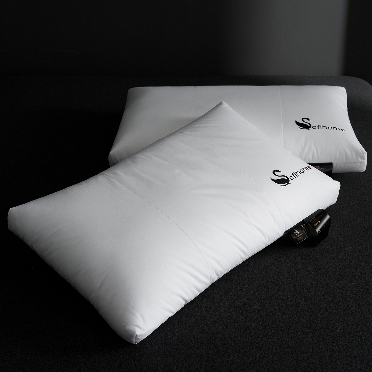 91家纺网 家纺一手货源 找家纺 乐可 2025新款黑天鹅酒店枕A类全棉枕头枕芯 黑天鹅酒店枕-中枕