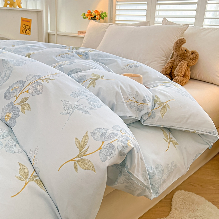 91家纺网 家纺一手货源 找家纺 名优家纺 2026新款全棉纯棉单被套被套单件 绣花仙-蓝